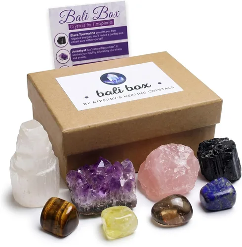 Vista 9 de AtPerry's - Juego de cristales curativos – 16 cristales de chakra reales y piedras para aliviar el estrés y la ansiedad, caja de regalo de madera +