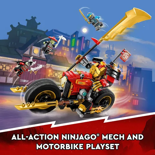 Vista 3 de LEGO NINJAGO Kai’s Mech Rider EVO 71783, juguete de moto ninja actualizable, figura de acción Mech y 2 minifiguras de guerrero óseo, juguetes