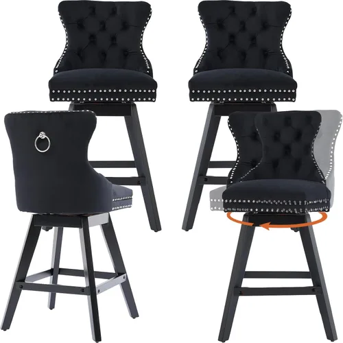 Vista 10 de Juego de 2 taburetes de bar giratorios modernos, taburetes de bar de 26.6 pulgadas de altura de mostrador beige con respaldo para isla de cocina
