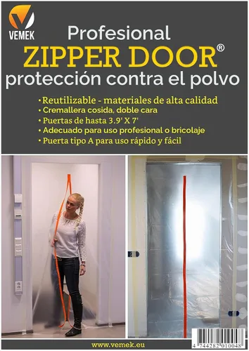 Vista 6 de Puerta profesional con cremallera, pared de protección contra el polvo, barrera para contención de polvo, puerta de acceso de construcción