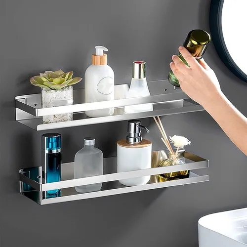 Vista 7 de Estante de baño de acero inoxidable de 15.75 pulgadas, estante de ducha para baño, cocina, ducha, estante de almacenamiento de metal a prueba