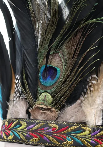 Vista 7 de DAZCOS Diadema de plumas de pavo real, corona, carnaval, tocado, tocado, 1920, Gatsby, cosplay, Navidad
