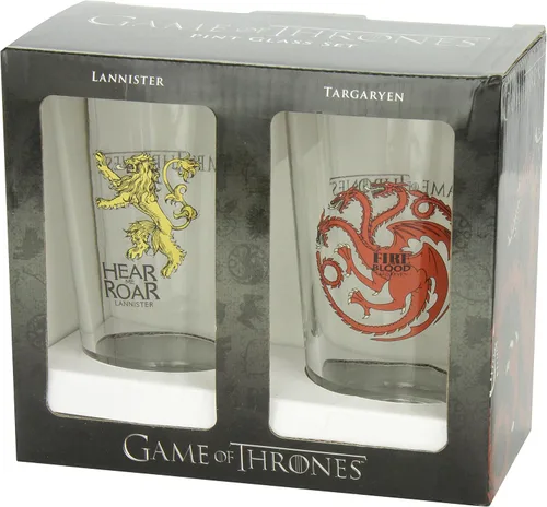 Vista 5 de Juego de vasos de pinta de juego de tronos de lujo Dark Horse: Targaryen y Lannister