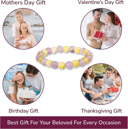 Vista 14 de Crystal Vibe Pulseras de cuentas de 0.315 in para mujeres y hombres, pulseras de cristal con piedras preciosas naturales, tamaño elástico ajustable