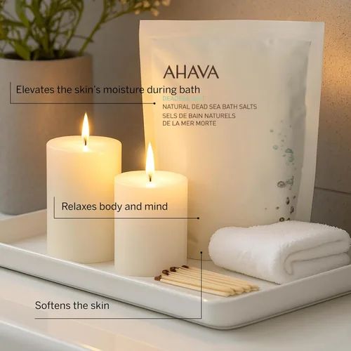 Vista 3 de AHAVA Sal de baño mineral del mar muerto - Relajación intensa para cuerpo y mente, eleva la humedad, suaviza y alivia los músculos doloridos