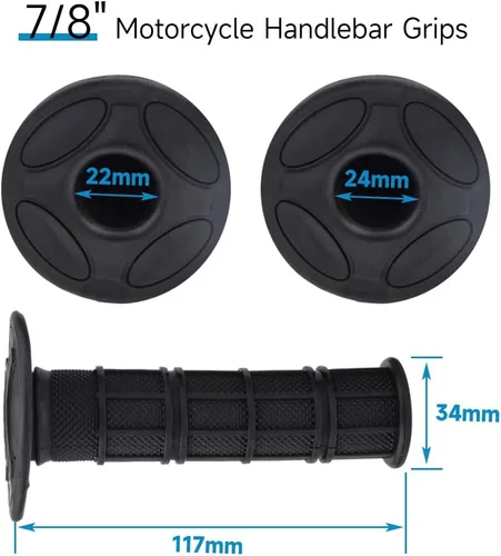 Vista 2 de HIAORS Empuñaduras de mano de motocicleta de 7/8 pulgadas para CRF YZF WRF KXF KLX Pit Dirt Bike Motocross Motocicleta Offroad Dirt Bike Negro