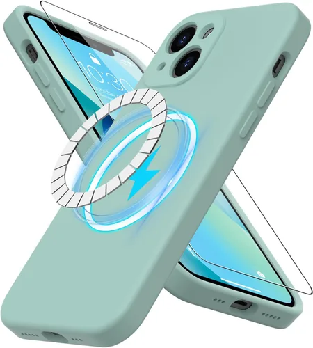 Vista 34 de DEENAKIN Funda magnética de silicona para iPhone 12 Pro con protector de pantalla, compatible con MagSafe, protección de cámara, funda protectora