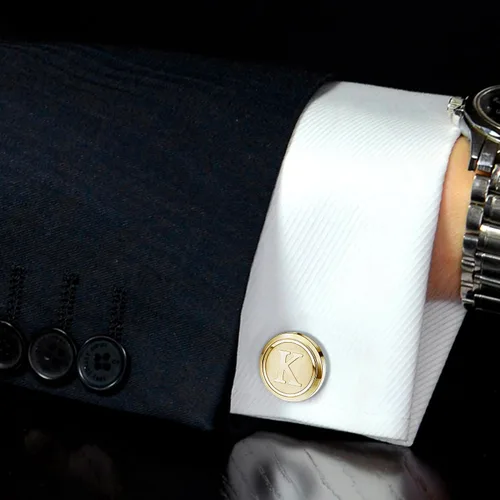 Vista 3 de LOLIAS 3 pares de gemelos con iniciales para hombre, juego de gemelos clásicos para hombre, estilo casual a formal, con caja de regalo, gemelos