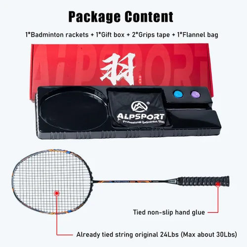 Vista 2 de GJ 10U G5 - Raqueta de bádminton profesional de fibra de carbono completa con caja de regalo, raqueta de bádminton para deportes al aire libre