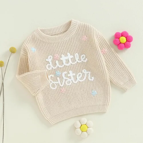 Vista 9 de VISGOGO Suéter a juego para hermanitas grandes y pequeñas, ropa de una sola pieza