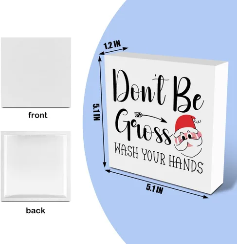 Vista 2 de Divertida decoración de Navidad para baño, decoración de Navidad para interiores, decoración de Papá Noel, decoración de madera con texto en inglés
