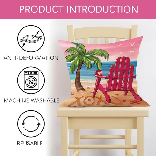 Vista 3 de Juego de 4 fundas de almohada decorativas para el día de San Valentín, playa, de 16 x 16 pulgadas, para silla de camión costera, con corazones