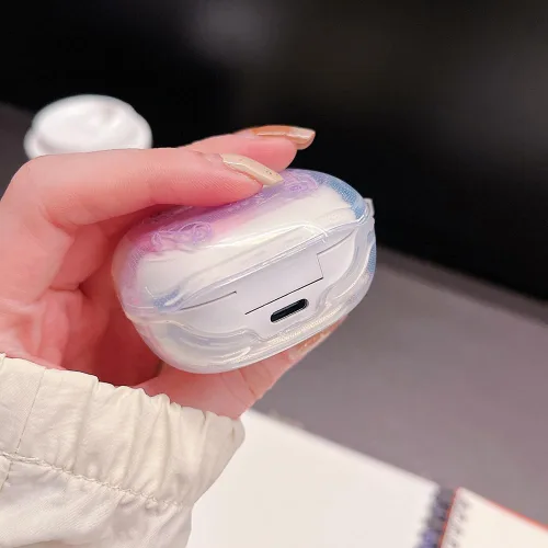 Vista 5 de Funda para Galaxy Buds FE/2 Pro/Pro/Live/Bud 2, funda completa de auriculares de mariposa con flores transparentes, accesorio de auriculares