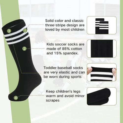 Vista 4 de American Trends Calcetines de fútbol para niños pequeños, uniforme, hasta la rodilla, tubo largo, calcetines de béisbol para niños y niñas