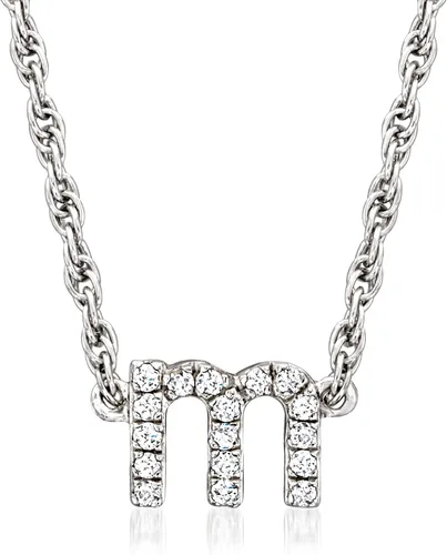 Vista 4 de Ross-Simons Diamond-Accented Lowercase Mini Initial Necklace in Sterling Silver