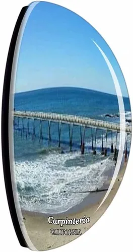 Vista 2 de Carpinteria State Beach California USA Imán para nevera regalo de viaje Colección de recuerdos de cristal 3D