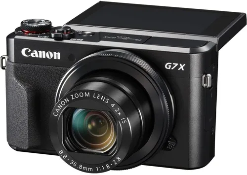 Vista 4 de Canon PowerShot G7 X Mark II cámara digital (1066C001) + tarjeta de memoria de 64 GB + lector de tarjetas + bolsa suave deluxe + trípode flexible +