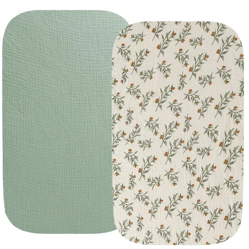 Vista 11 de Sábanas ajustadas de muselina para moisés compatibles con Halo Bassinest Swivel Flex Glide Premiere & Serie Luxe, 2 unidades, algodón elegante Boho