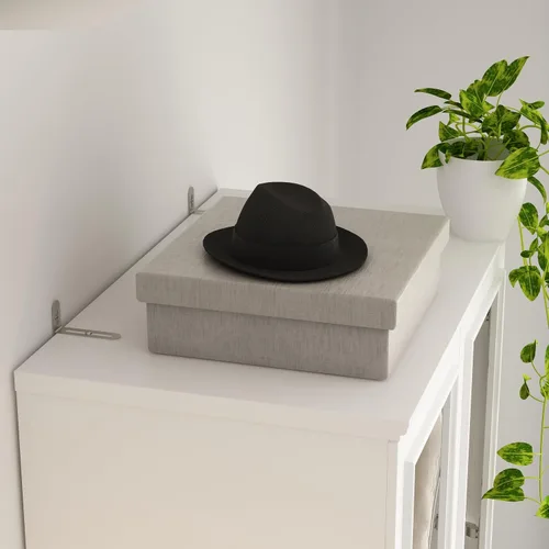 Vista 7 de WOODTIME Armario con barra para colgar, 3 cajones enmarcados y 2 puertas de cristal, armario de madera moderno, organizador de armario
