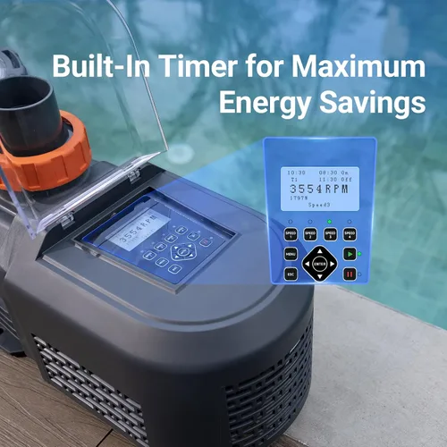 Vista 4 de Bomba de piscina de velocidad variable para enterrar, bomba de piscina sobre el suelo de 2.5 HP, 220V-240V, bombas de piscina autocebantes