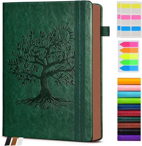 Vista 32 de Diario vintage de cuero con 300 páginas numeradas, diario rayado A4 para hombres y mujeres, diarios para escribir, cuaderno de rayas universitarias