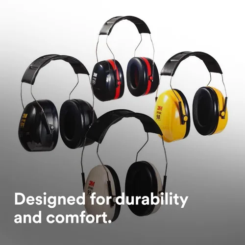Vista 2 de 3M PELTOR Orejeras Optime 101 de protección auditiva, sobre la cabeza, H7A, 25 dB NRR, auriculares ajustables, compatibles con E-A-Rfit, acero