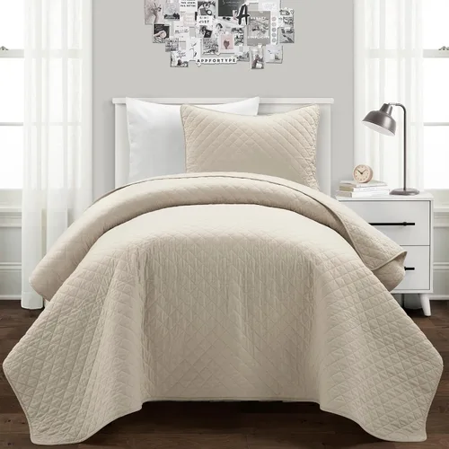 Vista 19 de Lush Decor Ava - Juego de colcha de 3 piezas con diseño de diamantes, tamaño King, color blanco
