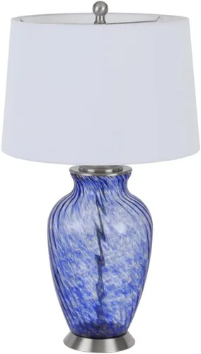 Vista 2 de Lámpara de mesa de cristal azul cielo Ashland de 28 pulgadas de altura