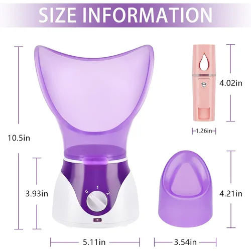 Vista 7 de Vaporizador facial - Vaporizador facial nano iónico para limpieza profunda, juego de humidificador facial de niebla caliente para mujeres y hombres