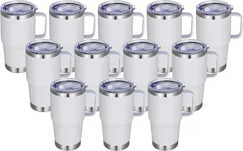 Vista 14 de Vaso térmico de acero inoxidable de 20 oz con asa, envase a granel, vasos termales metálicos aislados, taza de café de viaje con asa, vaso de doble