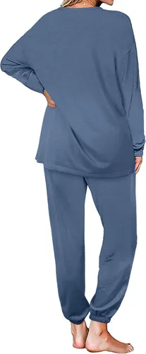 Vista 77 de Aloodor conjunto deportivo de 2 piezas para mujer, con sudadera con cuello redondo, sin botones
