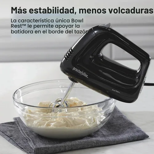 Vista 6 de Proctor Silex Easy Mix - Batidora de mano eléctrica de 5 velocidades con Compacto y ligero 215 vatios de potencia máxima Negro 62511