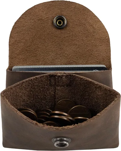 Vista 5 de Hide & Drink, Estuche para tarjetas de doble bolsillo hecho a mano de cuero de grano completo, soporte para identificación, cartera Minimalis