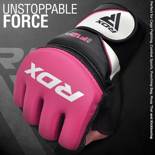 Vista 2 de RDX Guantes de MMA para mujer Grappling Artes Marciales Sparring Saco de boxeo Jaula Lucha Maya Hide Mitones de cuero Combate Training