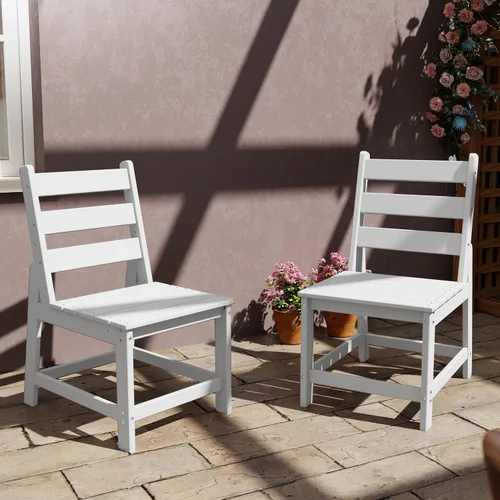 Vista 31 de GREENVINES Silla de comedor al aire libre HDPE, sillas sin brazos, negro