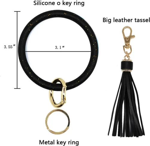Vista 2 de Llavero pulsera de silicona con borla para mujer y niña, estilo cadena