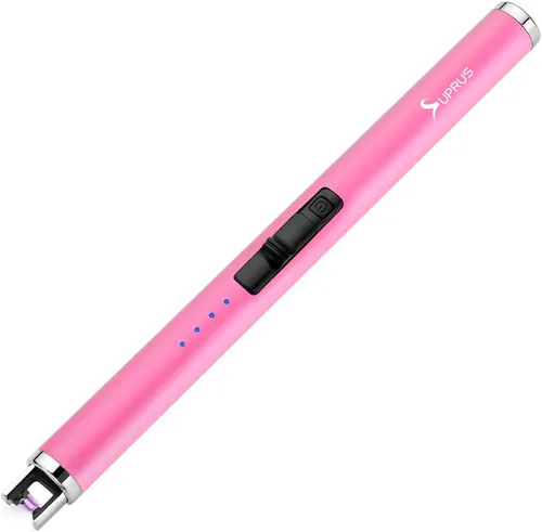 Vista 10 de SUPRUS Encendedor fluorescente que brilla en la oscuridad, encendedor USB, recargable, resistente al viento, tamaño de bolsillo para velas, cocinas