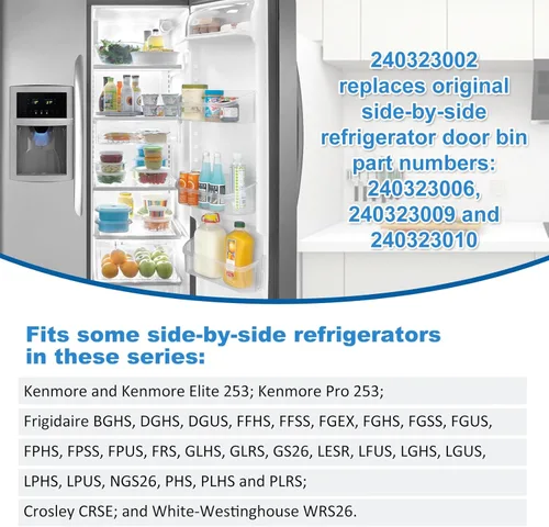 Vista 4 de MEJORADO Paquete de 2 240323002 Estante de Bandeja de Puerta de Refrigerador Compatible con Frigidaire y Kenmore los 2 Estantes Inferiores