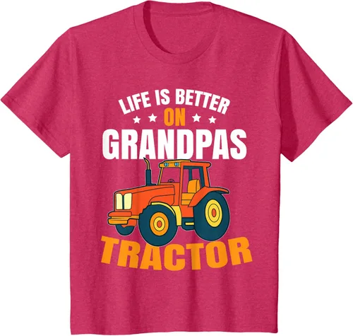 Vista 48 de Life Is Better On Grandpas Tractor Kids Farm Tractor Boy Camiseta, Negro