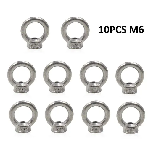 Vista 3 de Lependor M6 - Tuerca de ojo de elevación en forma de anillo métrico 304 de acero inoxidable con rosca de ojo de elevación - 10 piezas M6