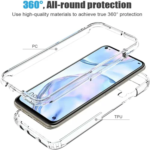 Vista 3 de Funda transparente compatible con P40 Lite 4G/Nova 6 SE/Nova 7i JNY-L21A con protector de pantalla de vidrio templado, bonito protector de cristal a