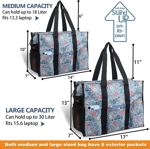 Vista 3 de ABAMERICA Nurse Bags for Work Nursing Bag Multiple Pockets Waterproof Organizing Zip Top Clinical Bag for Nursing Students