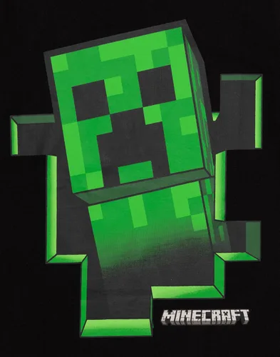 Vista 4 de Minecraft Camiseta para niños Creeper Inside Black de manga corta gamer Top Negro