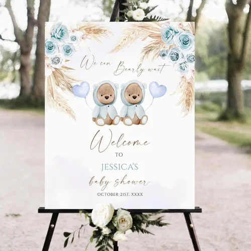 Vista 11 de Cartel de bienvenida personalizado para baby shower, cartel de bienvenida floral de niña, póster de bienvenida de rubor rosa Versión #1