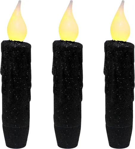 Vista 9 de CVHOMEDECO. Velas LED sin llama con purpurina parpadeantes que funcionan con pilas, con temporizador para el hogar, boda, Halloween, decoración