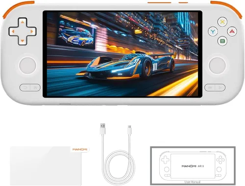 Vista 10 de Mangmi Air X - Consola de juegos, sistema IPS LCD Android 14 de 5.5 pulgadas y consolas de videojuegos con batería de 5000 mAh, con DDR4+64G eMMC