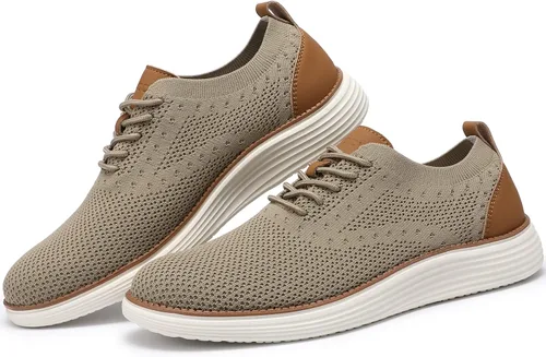 Vista 2 de VILOCY - Tenis de vestir informales para hombre, zapatos oxford cómodos de malla transpirable