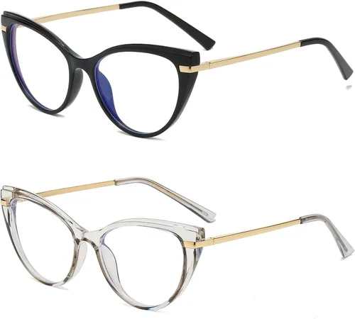 Vista 16 de LJCZKA Gafas de bloqueo de luz azul para mujer, antirojo, satrás, para computadora, ojo de gato, montura transparente