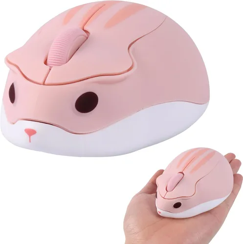 Vista 9 de Ratón inalámbrico Bluetooth lindo ratón de hámster de dibujos animados con receptor USB 2.4 GHz y Bluetooth modo dual silencioso Kawaii USB