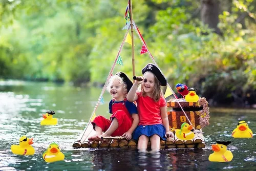 Vista 8 de Juguete de pato de goma pirata de San Patricio, paquete de 6 patos para niños, proyectos de cumpleaños de baño, regalos para baby showers, aula